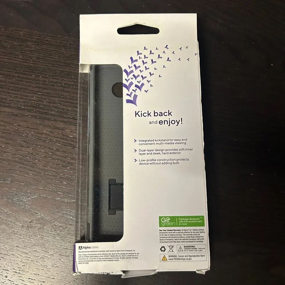 New Metro by T-Mobile LG Stylo 6 Kick+ Dual-Layer Kickstand Phone Case Black